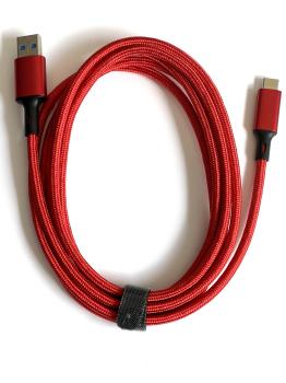 USB3.0-A to USB-C - 2.0m Red Male Fast Charging and Data Transfer Cable