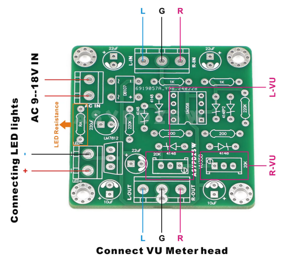 2 Kanal Analog VU Lever Meter